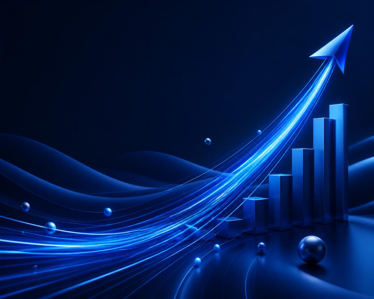 Abstract visualisation of a business growth trajectory rising upward